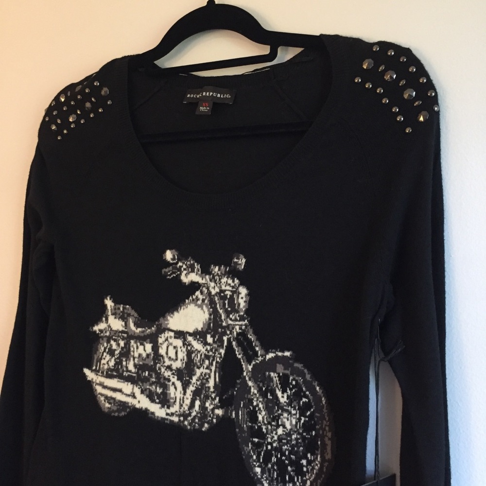 Rock & Republic Studded Motorcycle Sweater NWT